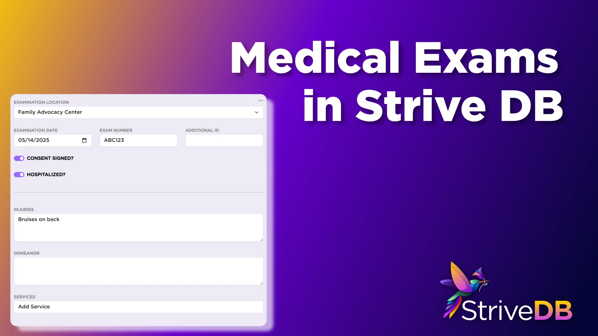 Logging Medical Exams in StriveDB